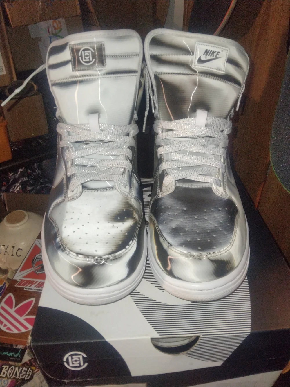 Nike Dunks Hi/C Black,Silver and White- 12